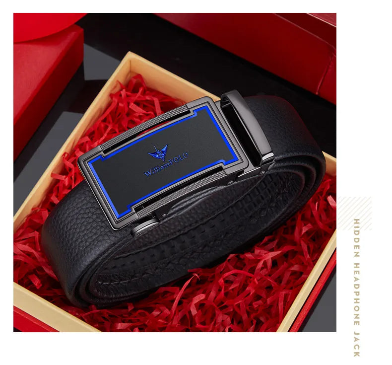 Men's leather belt with automatic buckle, casual pants belt, fashionable high-end belt, business waist belt