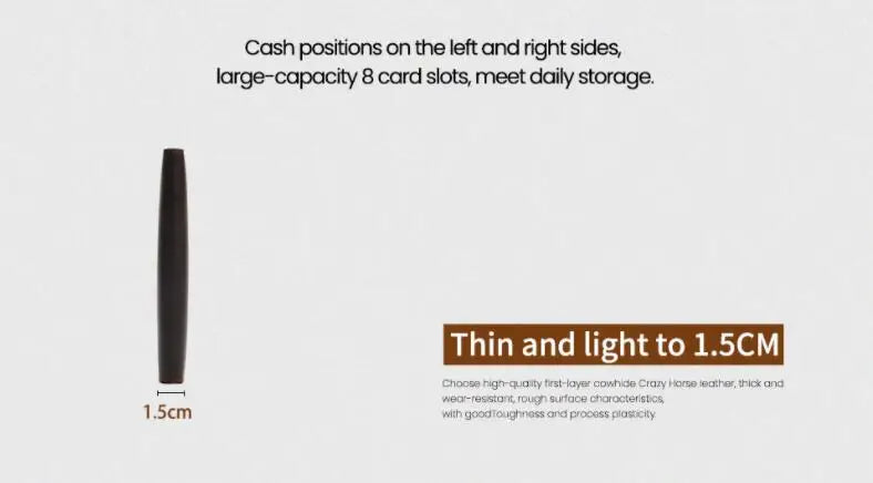 Man 100% Real Cow Leather Wallet Long Billfold Credit Card Holder Purse for Men Outfits Birthday Gift