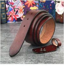 Brass Cowboy Belt Buckle Luxury Men Leather Belt Ceinture Homme Yellow Belts For Men Wide Male Strap Jeans Waist MBT0537