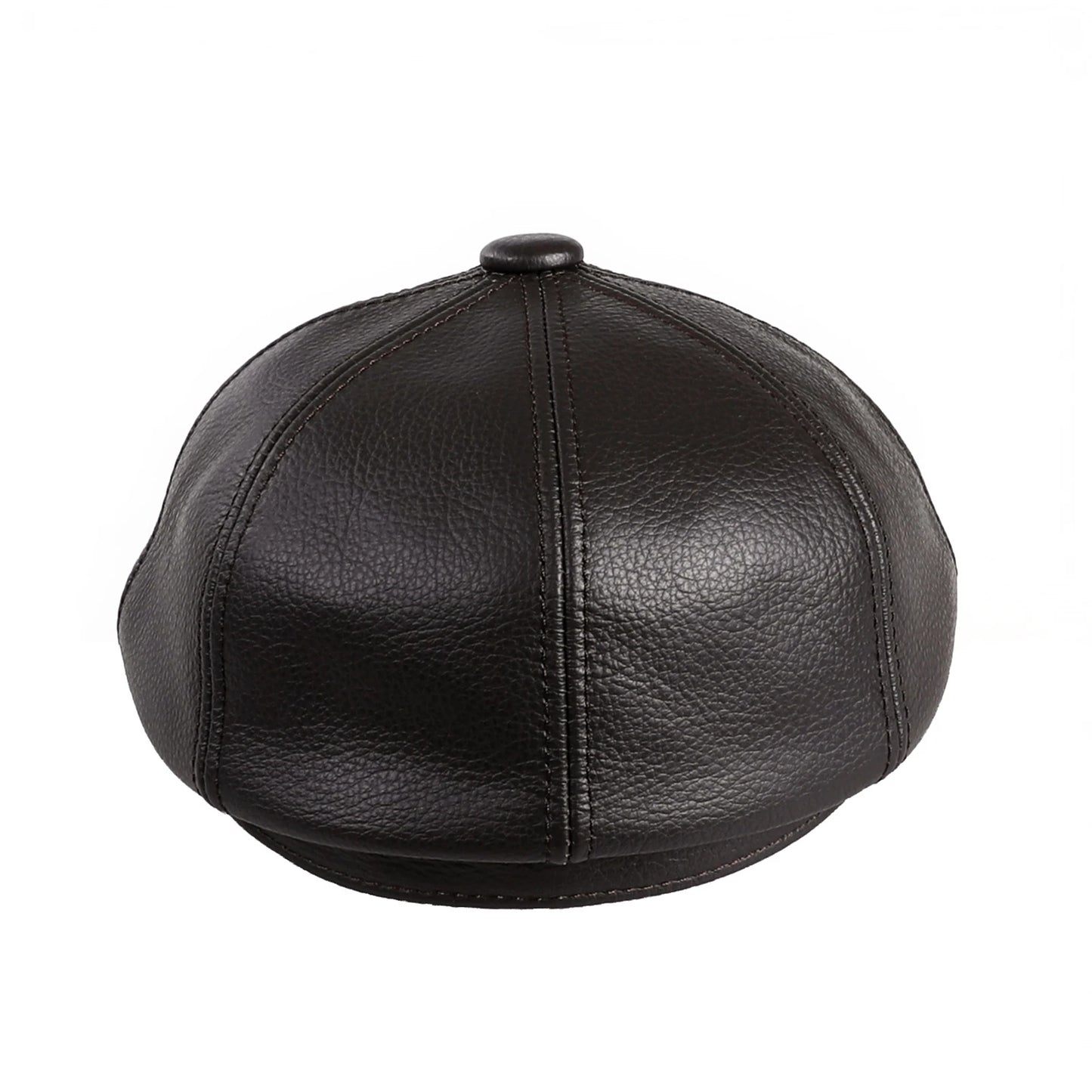 BOONJOVIA Men's Newsboy Flat Cap 100% Genuine Cowhide Leather Gatsby Ivy Golf Cabbie Driving Hat 8 Panels Classic Design