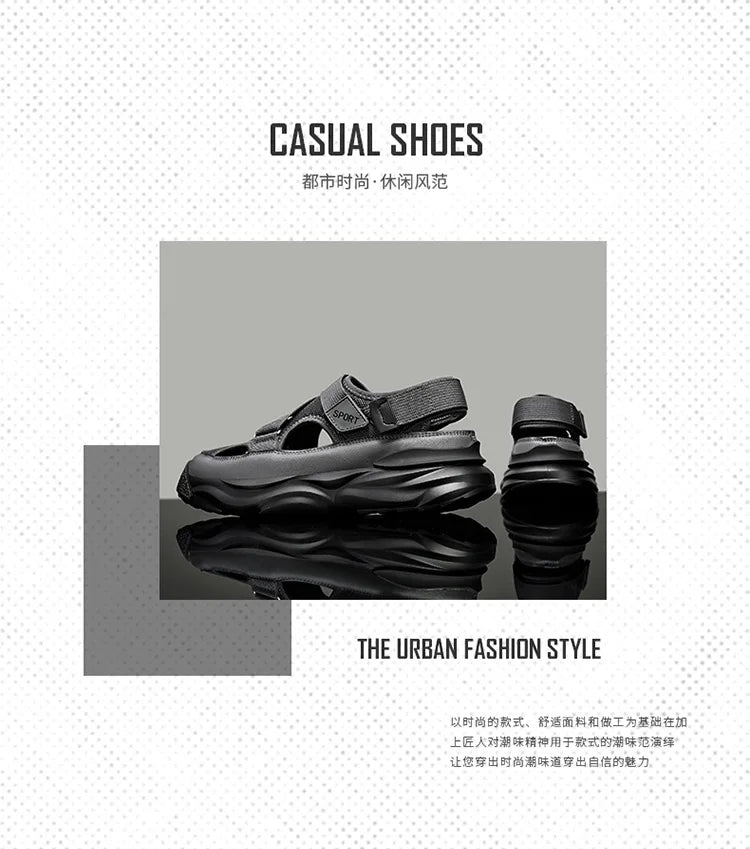 New Men Sandals Cave Casual Baotou Sports Shoes for Men Ankle Sandals Men's Water Proof Sandals for Male Beach Platform Shoes
