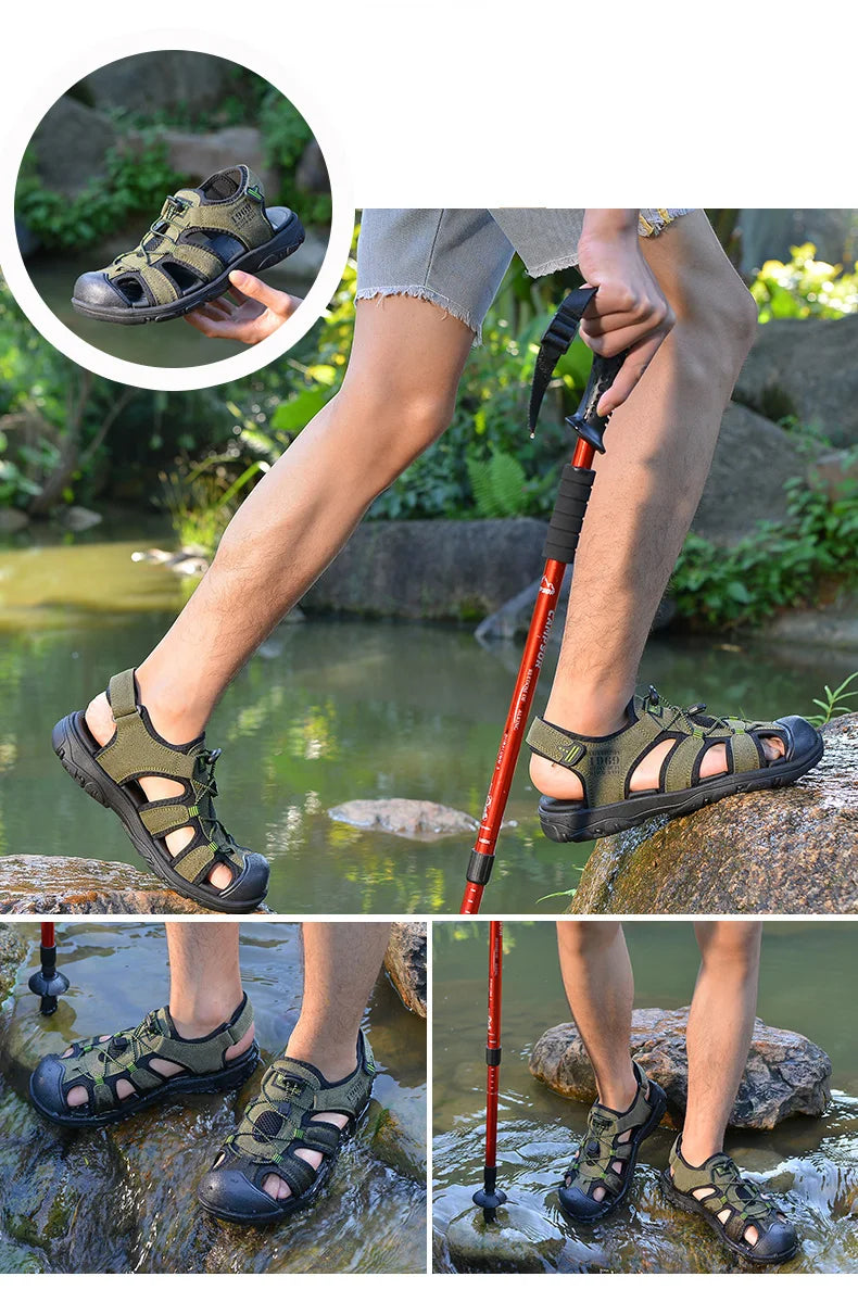 Men Sandals PU Leather Male Summer Shoes Outdoor Walking Beach Flat Sandals Shoes For Men Sneakers sandalias hombre