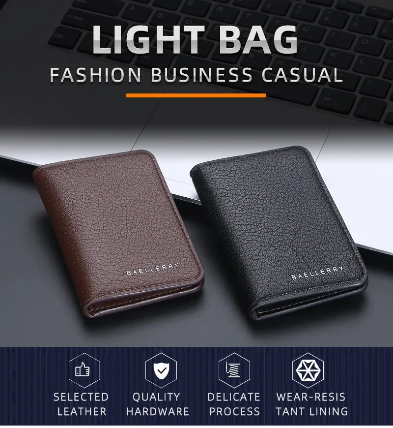 Men's Leather Card Wallet Minimalist Small Thin Purse Soft Slim Mini Credit Card Bank ID Card Holder Wallet for Men