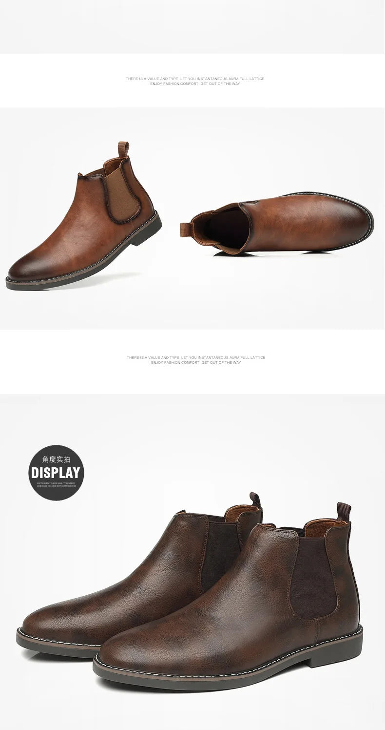 40~46 Men Chelsea Boots Brand Retro Comfortable 2024 Fashion Men Boots
