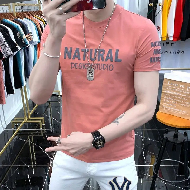 Designer Clothes Men's Summer Casual Cotton T-Shirts O-Neck Letter Print Tops Fashion Handsome Look Short Sleeve T-shirt for Men