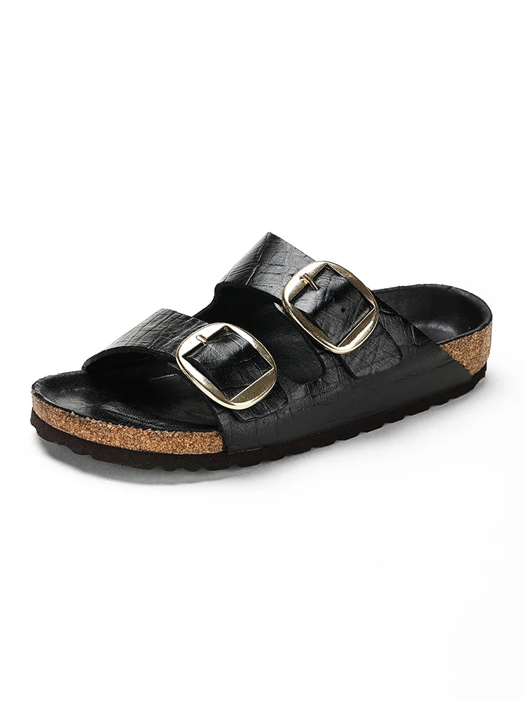Couple's New Genuine Leather Slippers Summer Men's and Women's Water Beach Shoes Casual Sports Sandals Non slip Breathable Shoes