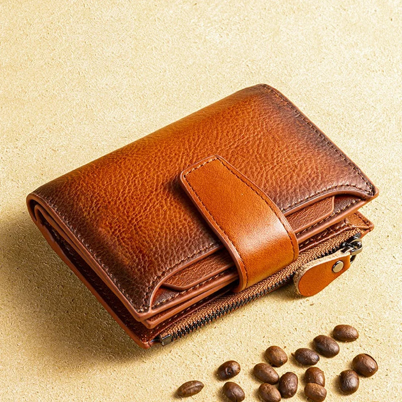 Short Genuine leather Wallet for Man Daily Real Cow Leather Purse 2025 New Boys RFID Card Holder Coin Purse