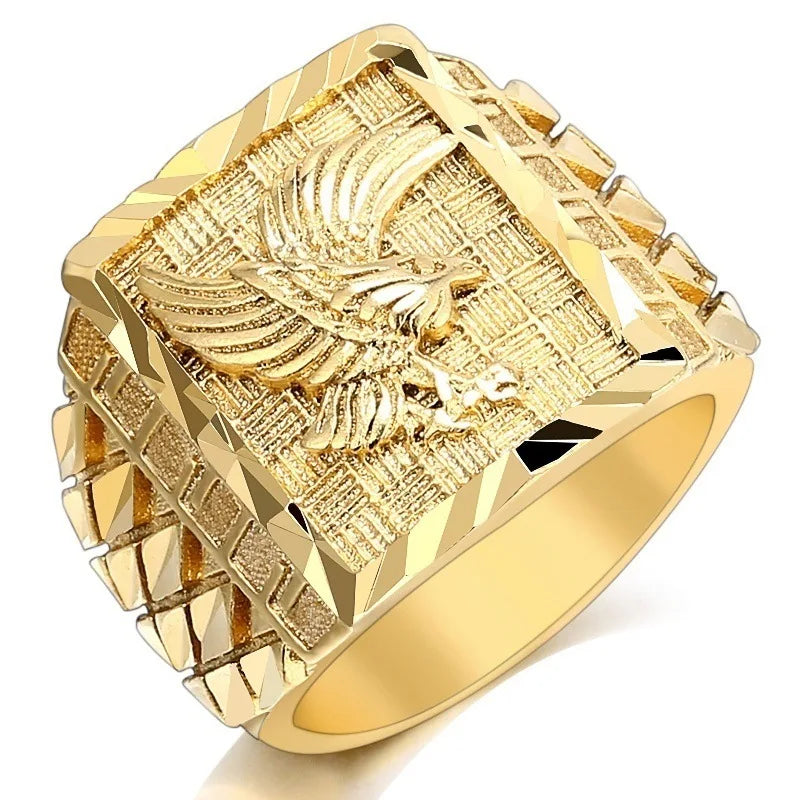 Eagle Collection ! Domineering Metal Eagle Men's Ring Punk Style Enamel Animal Male Rings Jewelry Hand Accessories Size 6-13