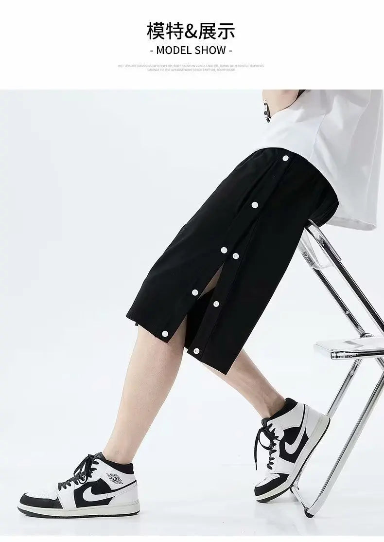 Fully Open-breasted Shorts for Men in Summer Korean Style, Wear Loose Casual Couples Sports 5-point Pants