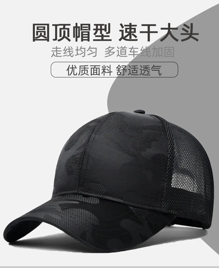 New Men Baseball Cap for Big Head Camouflage Trucker Hat Big Size Adjustable Hat Outdoor Golf Caps