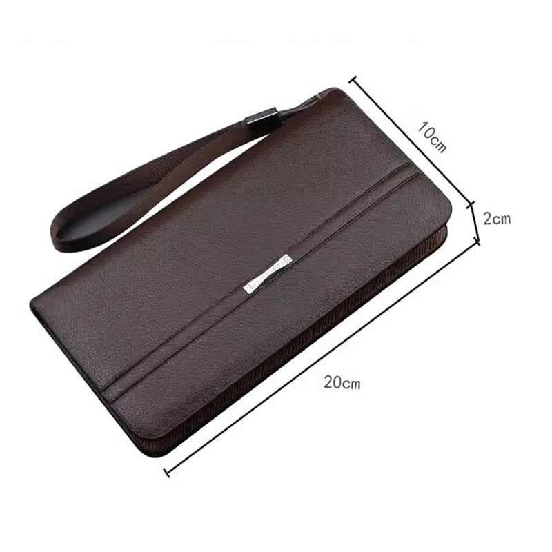 Men's Leather Long Wallet - Business Clutch with Phone Slot & Card Holder, Large Capacity Gift for Dad/Husband/Boyfriend