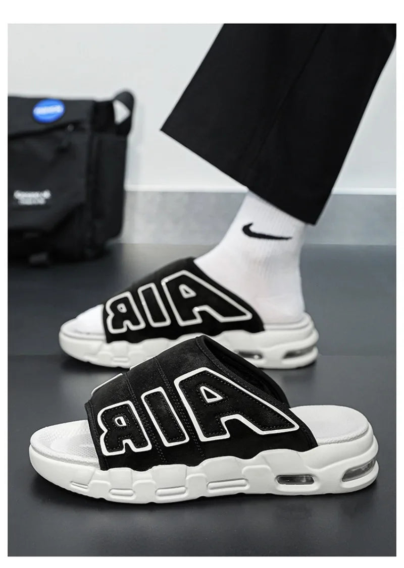 Men's Slippers 2025 Summer New Casual Slippers Fashion Air Cushion Sports Slippers for Men Non Slip Beach Shoes Designer Slides