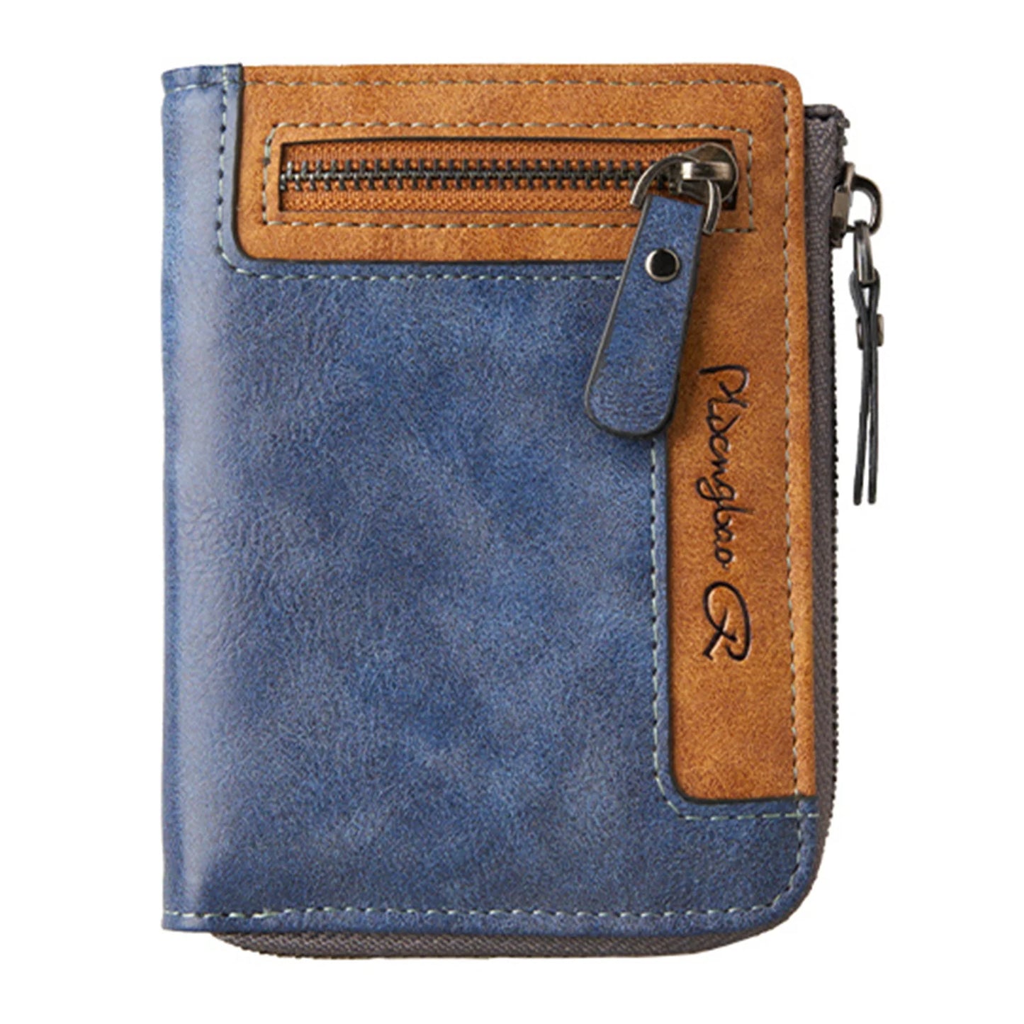 Trendy Wallet Men's PU Leather Male Short Zipper Simple Card Holder Soft Leather Money Clip Retro Coin Purse Gifts for Students