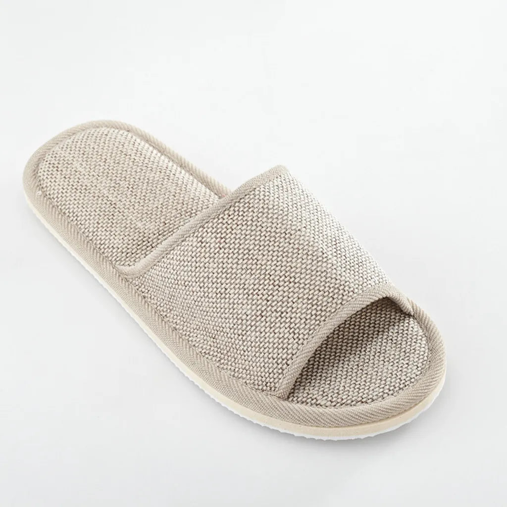 Linen Slippers For Men And Women Indoor Floor Slippers Domestic Flat Shoes Home Slippers Indoor Flat Shoes Sandals