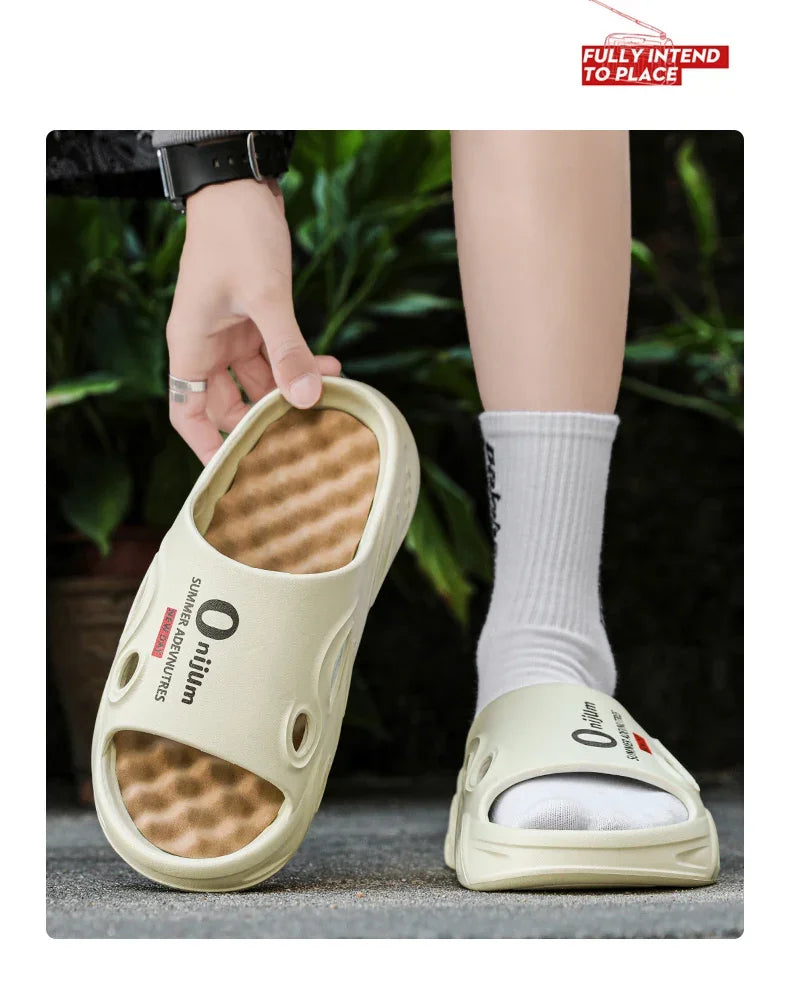 Summer Men's Massage Slippers Indoor Outdoor Sandals Beach Men Casual Shoes Comfortable Slides Flip-flop Men Women Home Slippers