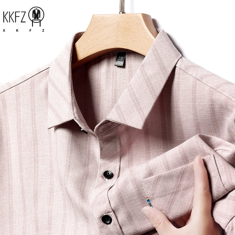 New Men's Business Casual Short Sleeved Printed Shirt with Wrinkle Resistance No Ironing Comfortable All Season Versatile Top