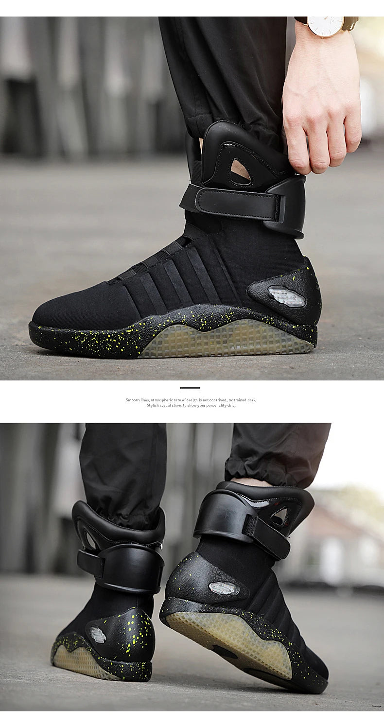 New Boots for Men,Women,USB Rechargeable Glowing Shoes Man Winter Boots Party Shoes Cool Soldier Boots Back to Future