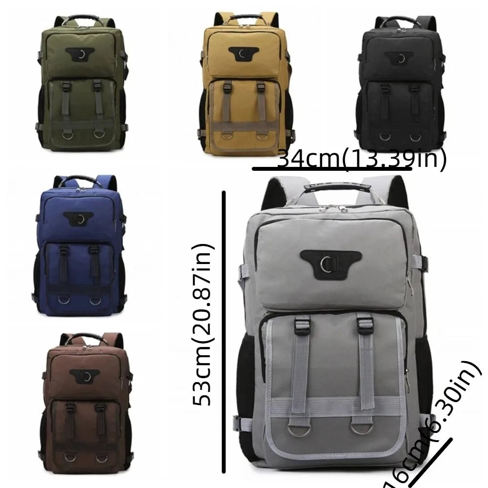 60L Men's Backpack Large Capacity Waterproof Travel Backpack Multi Buckle Wear-resistant Commuting Bag Hiking