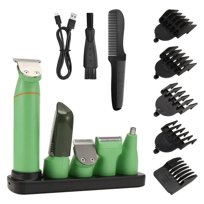 B89B-Beard Trimmer For Men 5-In-1 Hair Clipper Set Electric Shaver Nose Hair Remover Full Body Washable
