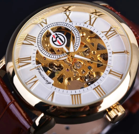 Fully Automatic Movement Mechanical Watch for Men 2024 New Business Casual Breathable Leather Band Sport Watches