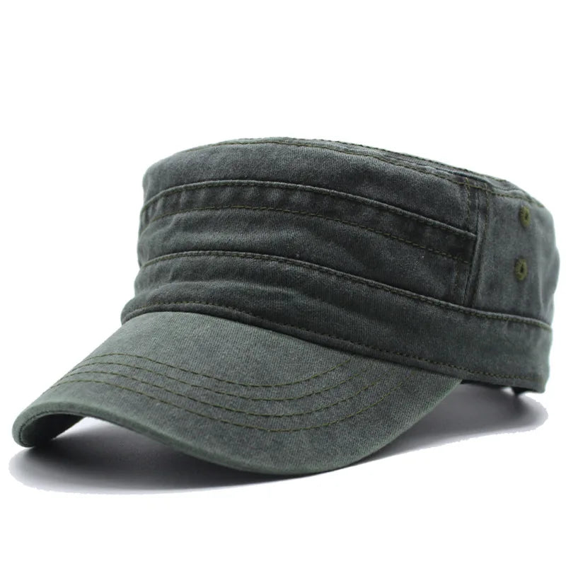Washed Cotton Hat Men's Caps Flat Top Caps For Men Cadet Outdoor Cap Fishing Caps