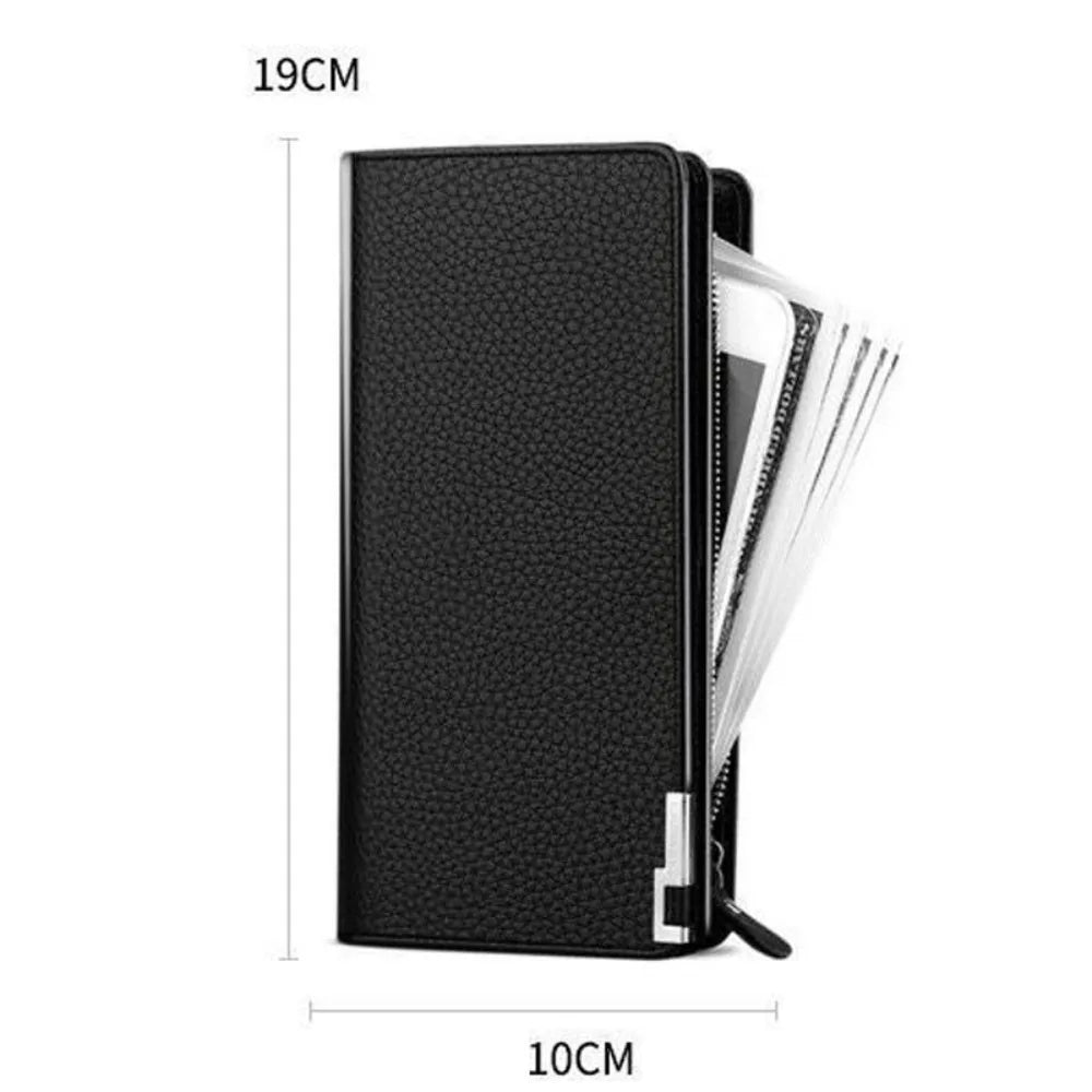 Men's Long Wallet Multi-card Slot Card Holder Business Wallet with Zipper Multi Functional PU Leather Coin Purse Man Gift