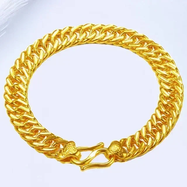 Gold shop with 9999 24k real gold men's bracelet dragon row boss bracelet send dad watch chain