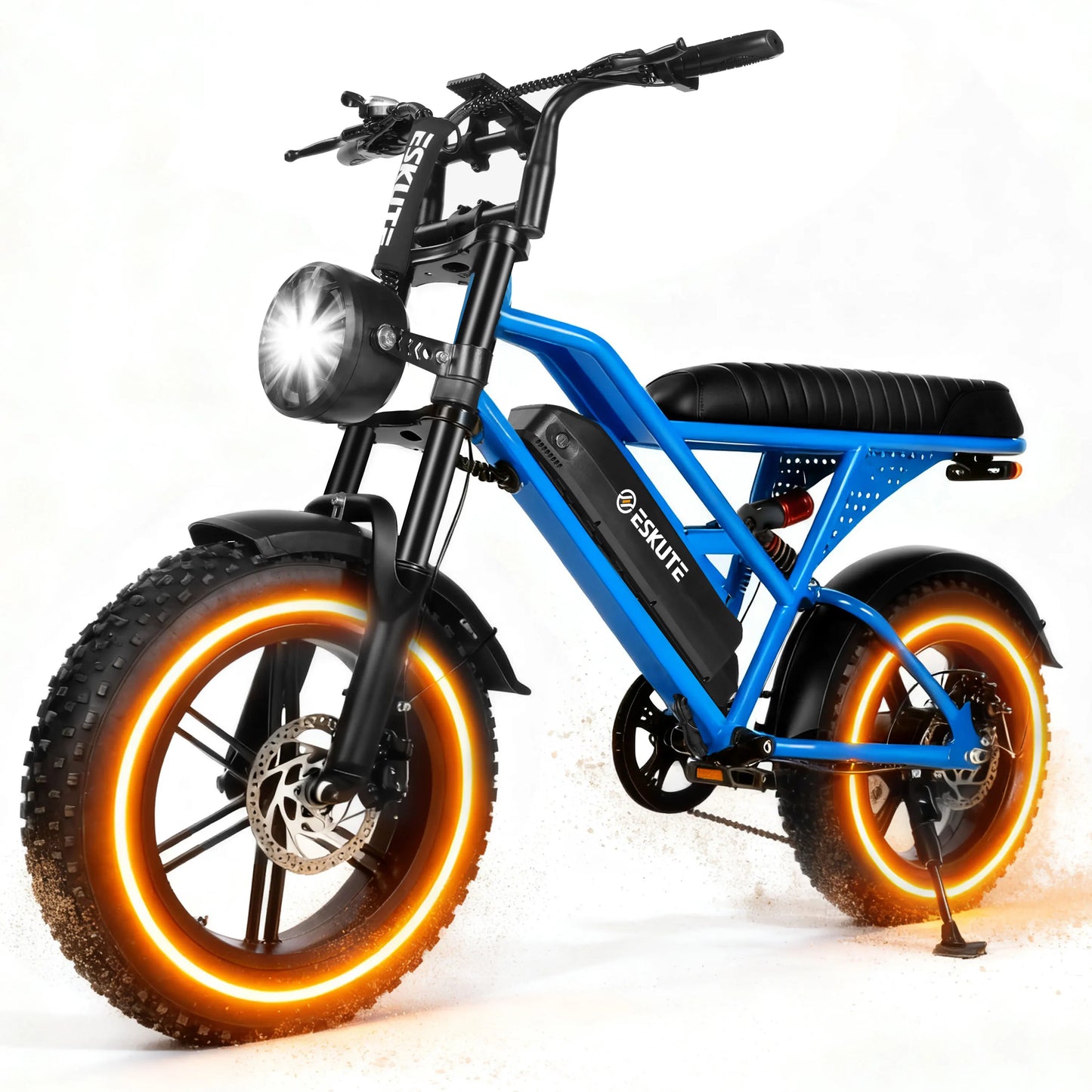 Eskute V100 Electric Bike, 1500W Peak 28MPH 48V13Ah Motorcycle, 16"x4" Fat Tire 7-Speed Dual Suspension E-Bike, 1 Year Warranty