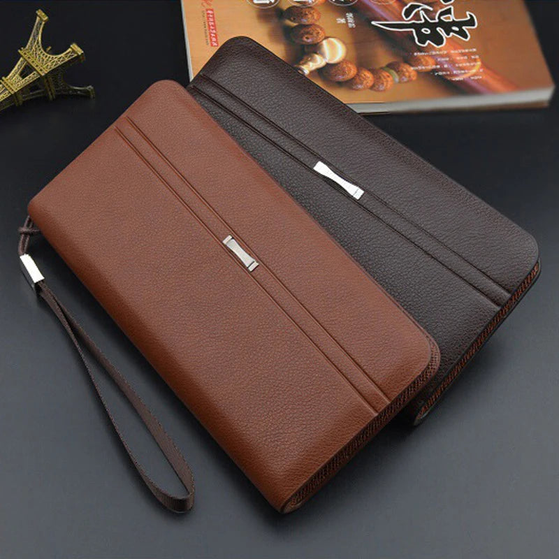 Men's Leather Long Wallet - Business Clutch with Phone Slot & Card Holder, Large Capacity Gift for Dad/Husband/Boyfriend