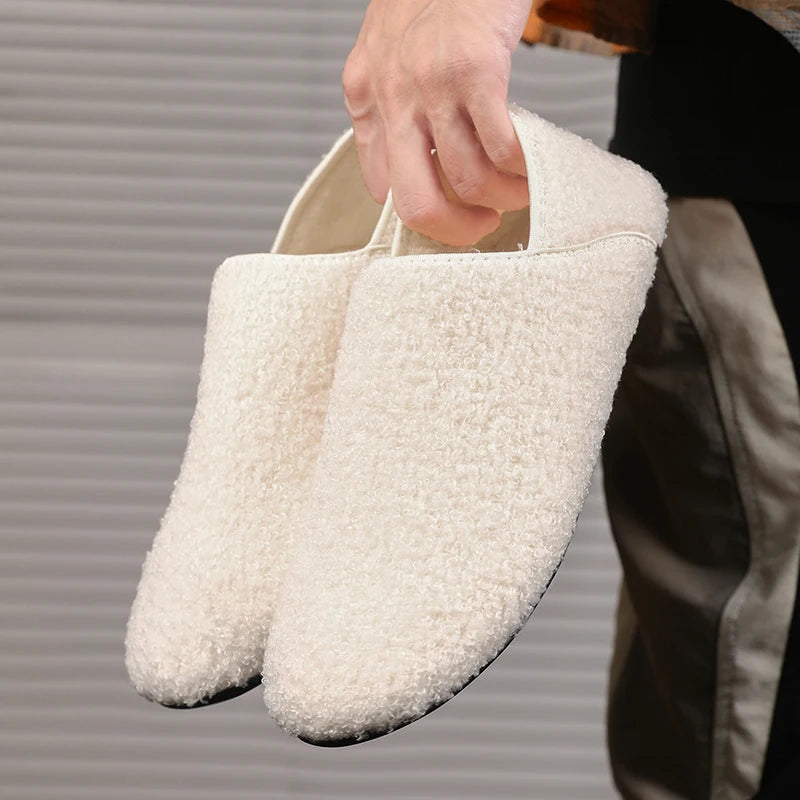 Men Winter Slippers Women Warm Shoes Soft Plush Flats Casual Shoes Male Loafers Lightweight Home Walking Couples Shoes Footwear
