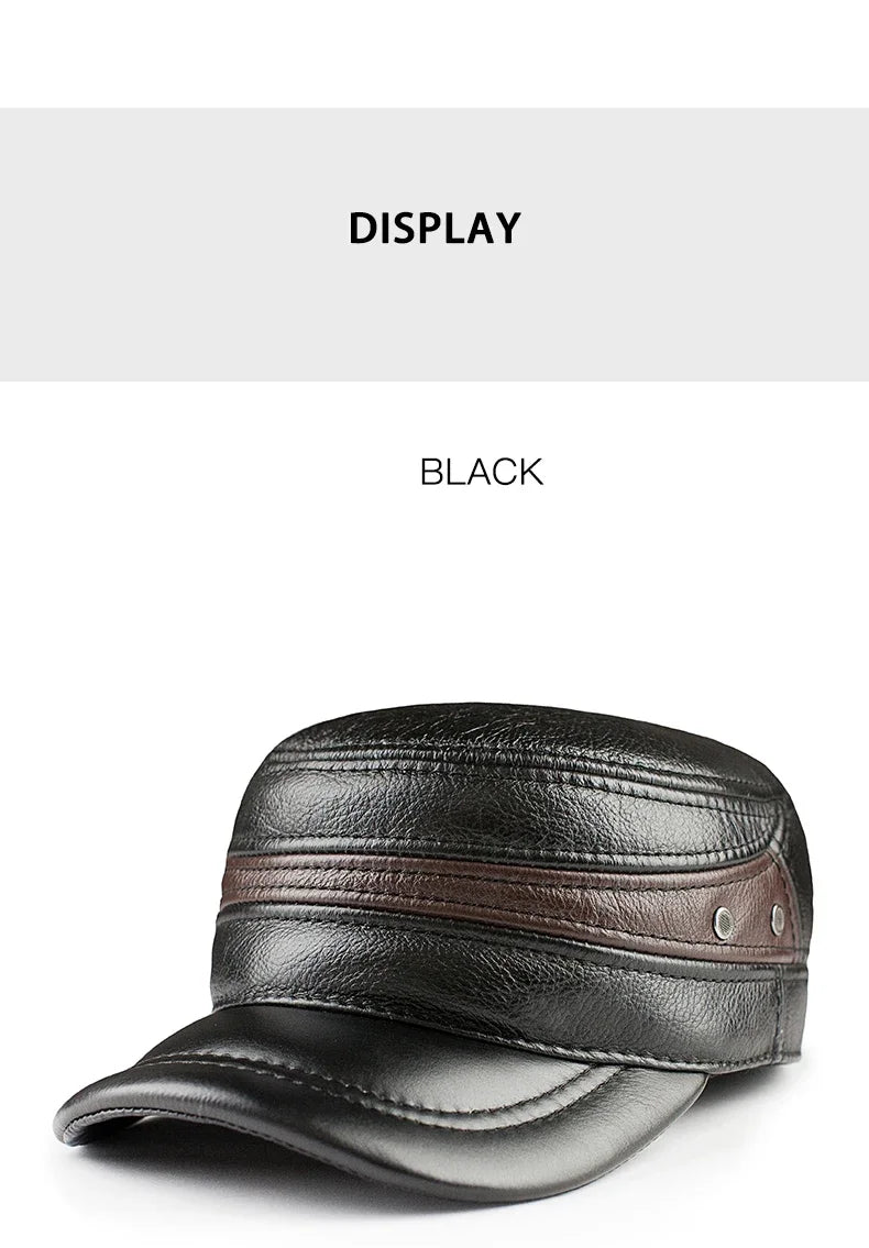 Adjustable Size Leather Baseball Cap Men's Winter Hat New Thicker Warm Cowhide Simple Fashion Male Bone Snapback Dad's Hats