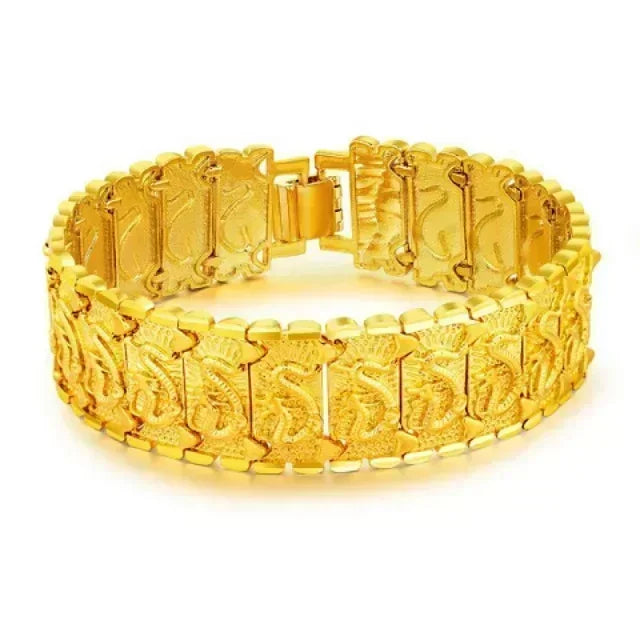 Gold shop with 9999 24k real gold men's bracelet dragon row boss bracelet send dad watch chain