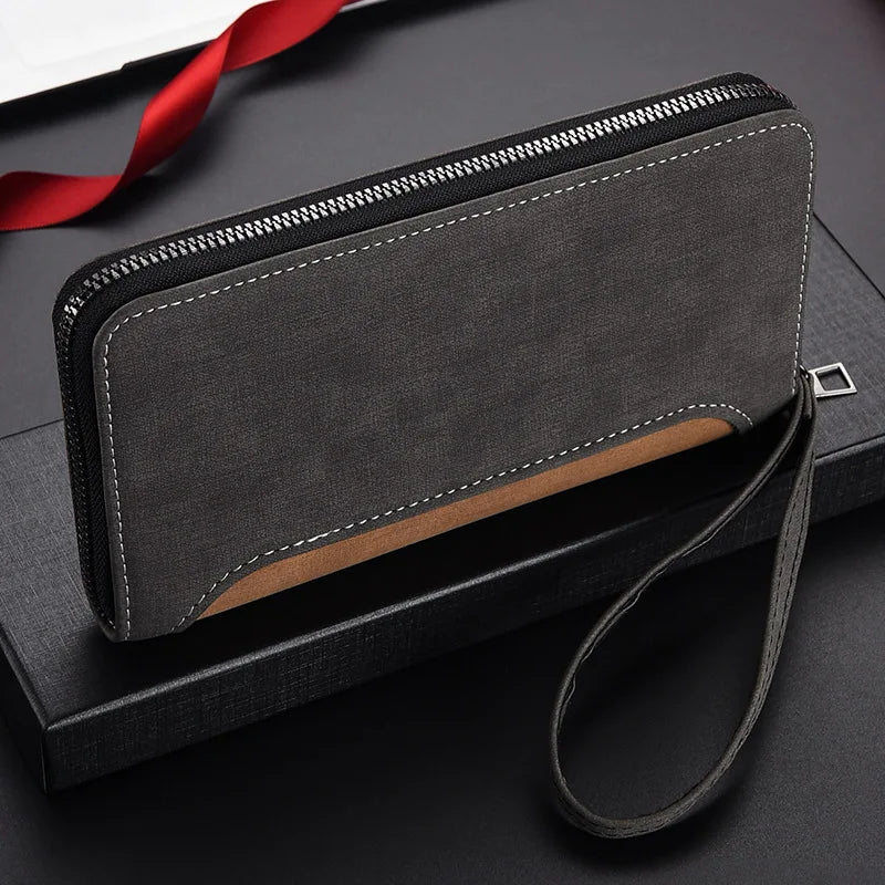 Men's Long Wallet Fashion Multiple Card Slots Card Holder Men Business Wallet Zipper Phone Pouch Coin Purse Change Card Bag