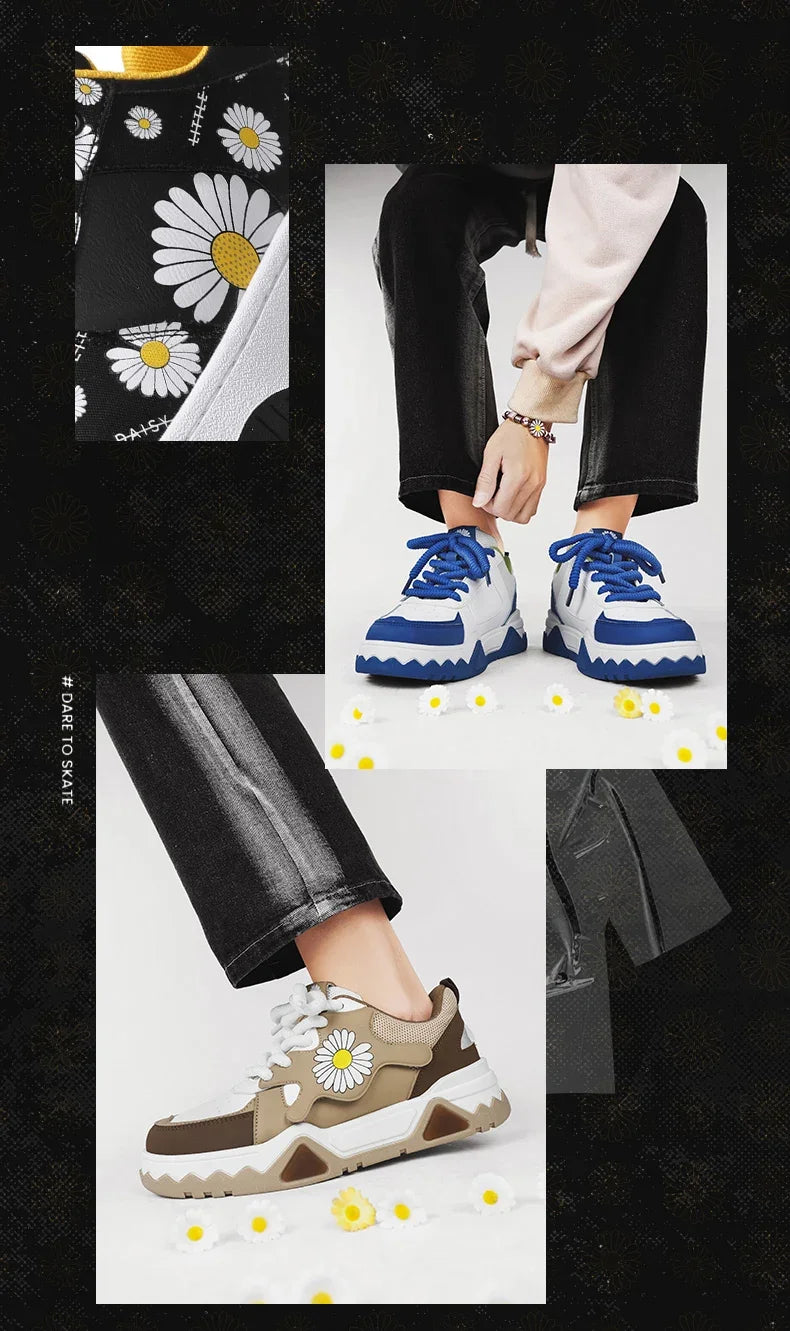 Sneakers Men Trendy Mixed Color Lace-up Thick-soled Casual Shoes Non-slip Shoe Round Toe Men Board Shoes Zapatillas Hombre