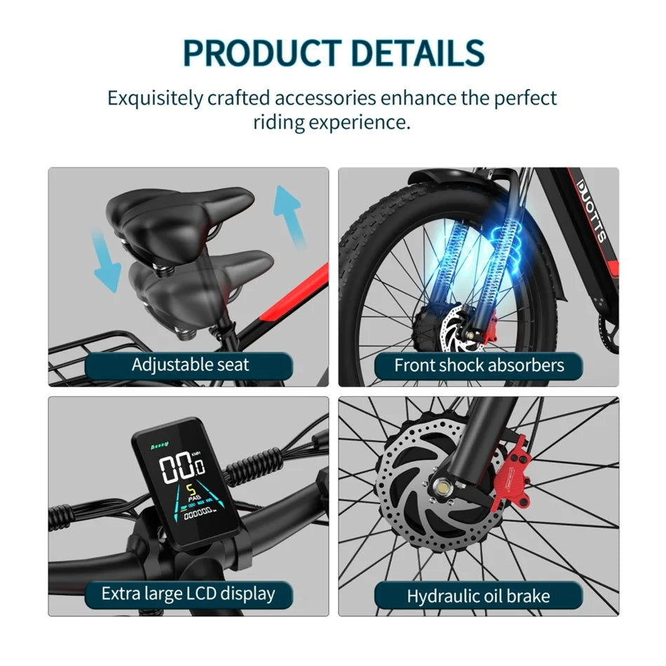 2023 Electric Bike Adult 1500W 26'' Dual Drive Mountain E Bike 48V 17.5AH Battery Removable Off Road Electric Bicycle