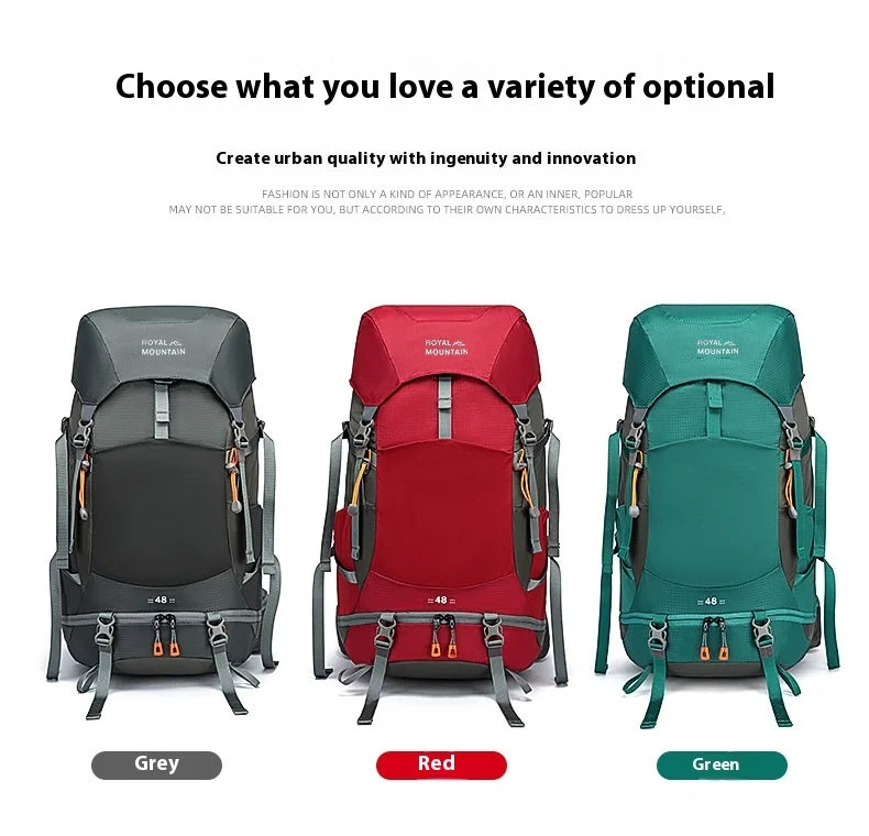 48L Camping Backpack Travel Bag For Men Large Capacity Outdoor Sport Trekking Hiking Mountaineering Shoulder Bag with Rain cover