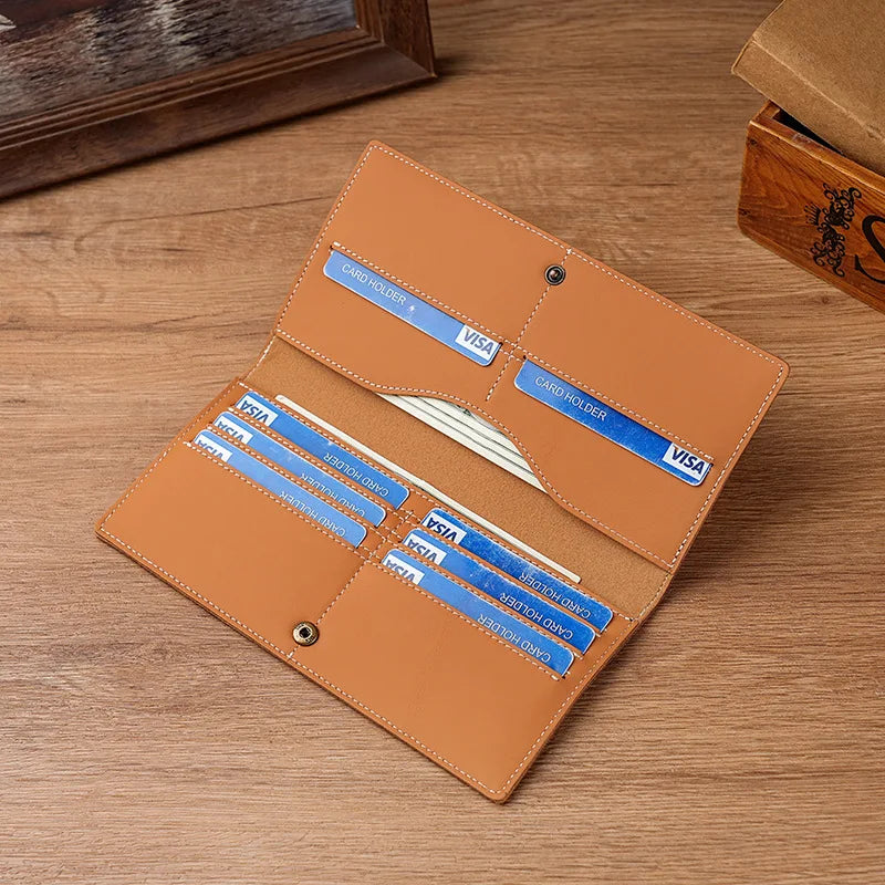 Men's Women's Genuine Leather wallets High-Quality Multi-Card Slot Business Comfortable Clutch Long European and American Wallet
