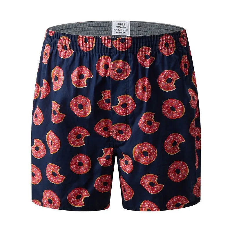 1PC 100% cotton men's underwear soft comfortable men's underwear men's shorts home loose elastic men's printed pants breathable