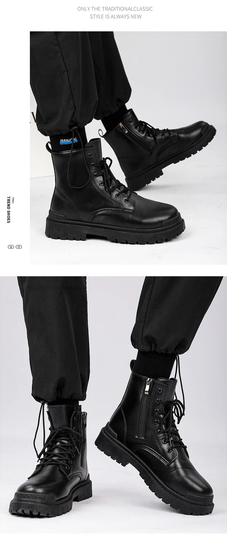 Men's Leather Boots Four Seasons Outdoor Casual Hiking Boots Retro Fashion Work Boots Thick Bottom Ankle Boots Anti-slip 2024