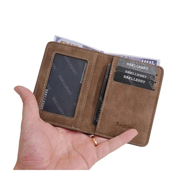 New Baellerry Wallet for Men PU Leather Front Pocket Minimalist Money ClipTravel Essentials Black blue brown gray four colors