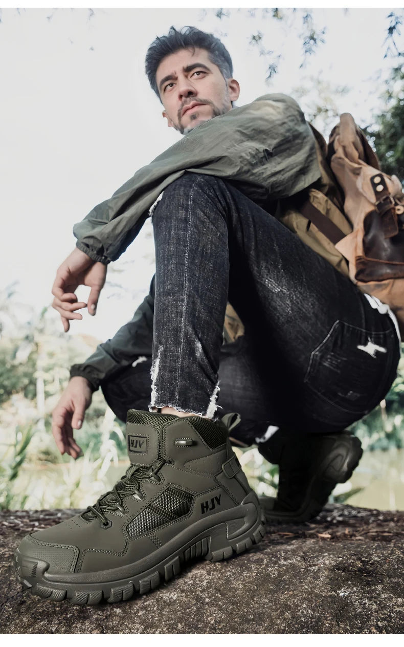 New Men's Boots Fashion Outdoor Boots Breathable Hiking Boots Autumn Shoes Sneakers lightweight Non-slip Men Desert Ankle Boots