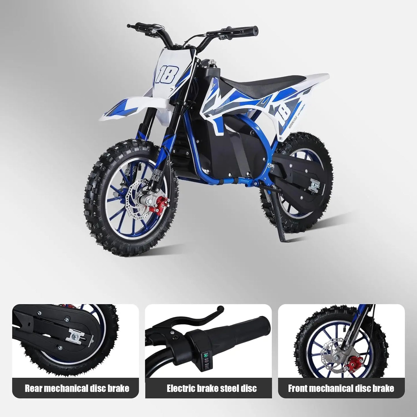 36V Electric Kid Dirt Bike,Off Road Mini Motorcycle,350W Motor Rocket Motorcycle Speed Up to 25 MPH,10 Inch Tires, Customized