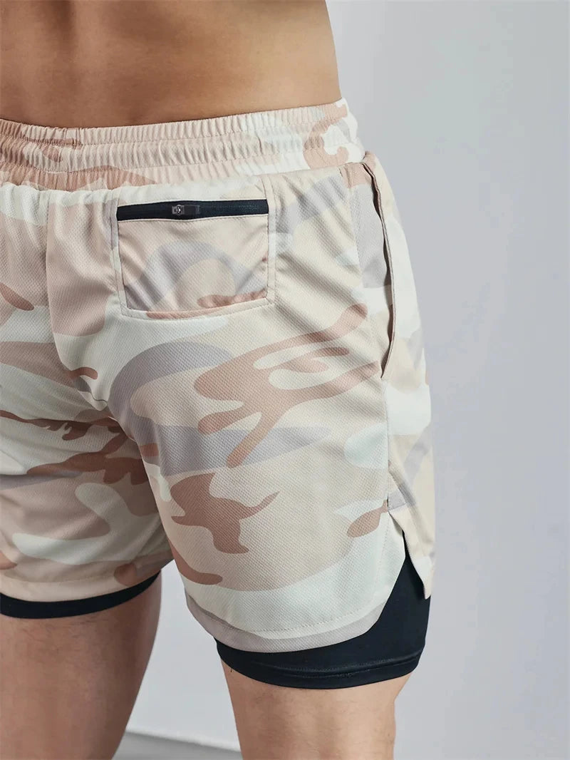 Men's Multi Pocket Shorts Fitness Shorts Casual Beach Sports Lined Skinny Shorts Everyday Style Mesh Camouflage Running Shorts