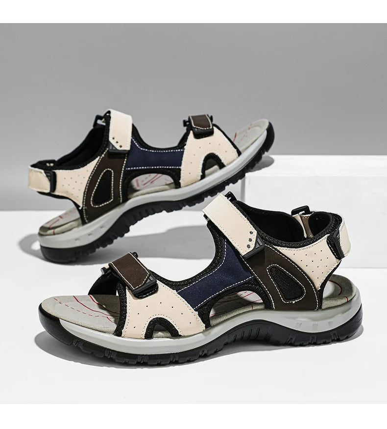 New Summer Leather Women's Sandals Fashion Design Breathable Women Casual Shoes Women Outdoor Beach Flat Sandals Big Size 42