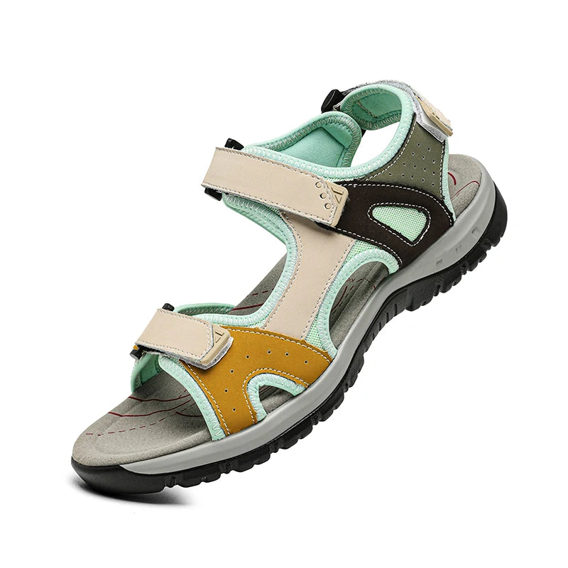 New Summer Leather Women's Sandals Fashion Design Breathable Women Casual Shoes Women Outdoor Beach Flat Sandals Big Size 42