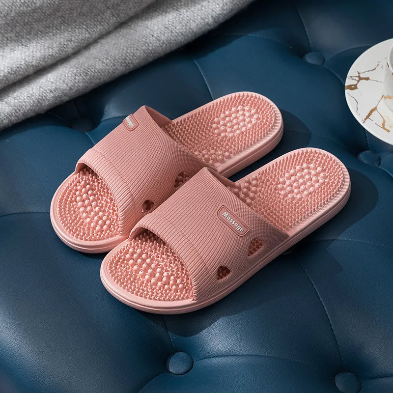 Women Men Foot Massage Slippers Indoor Bathroom Non-slip Soft Slides Comfort Flats Couples Home Relief Feet Health Care Shoes