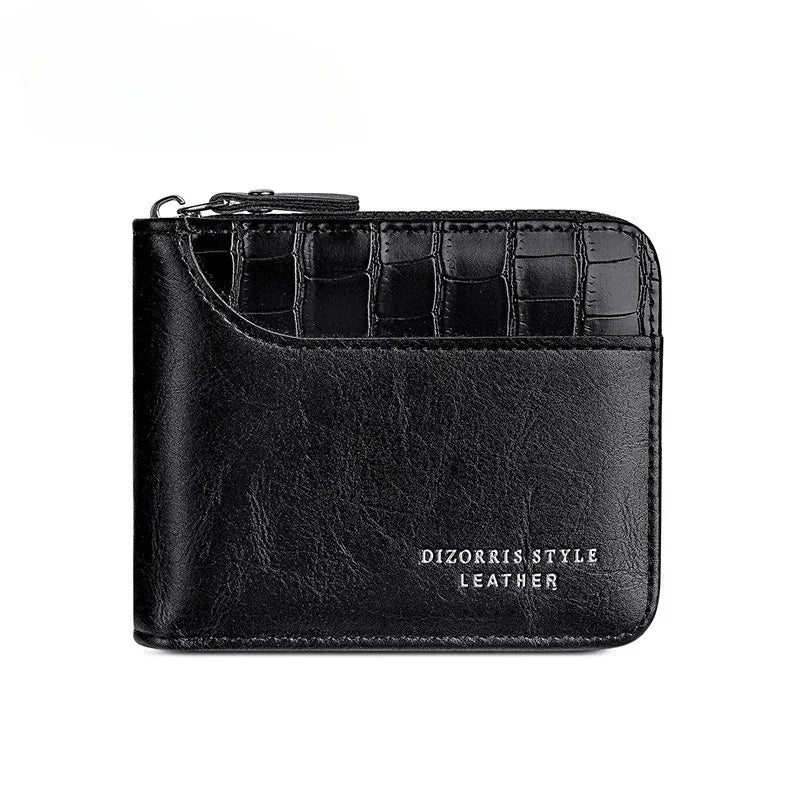 Leather Men’s Wallet Luxury Mens Purse Male Zipper Card Holders with Coin Pocket Rfid Wallets Gifts for Men Money Bag