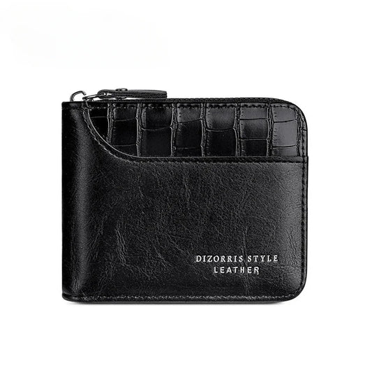 Leather Men’s Wallet Luxury Mens Purse Male Zipper Card Holders with Coin Pocket Rfid Wallets Gifts for Men Money Bag