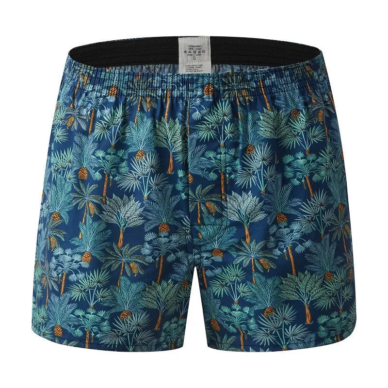 1PC 100% cotton men's underwear soft comfortable men's underwear men's shorts home loose elastic men's printed pants breathable