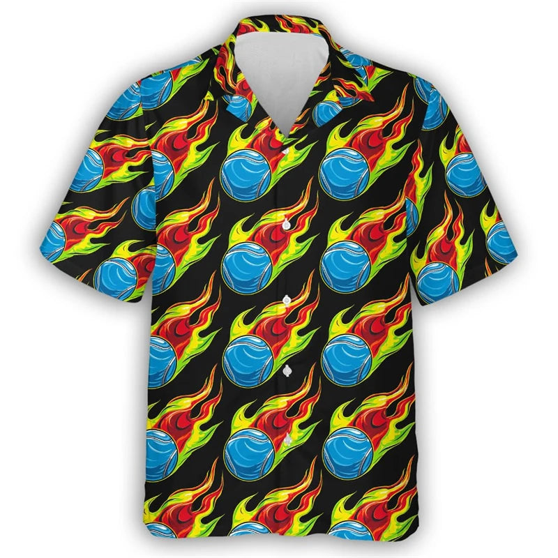 Tennis Lover Shirts For Men Clothes Fashion Sport  Beach Shirt Casual Female Lapel Blouse Hawaiian Ball Club Unisex Button Tops